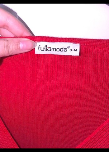 Kırmızı V Yaka Uzun Kollu Triko Elbise (s-m) - Görsel 6