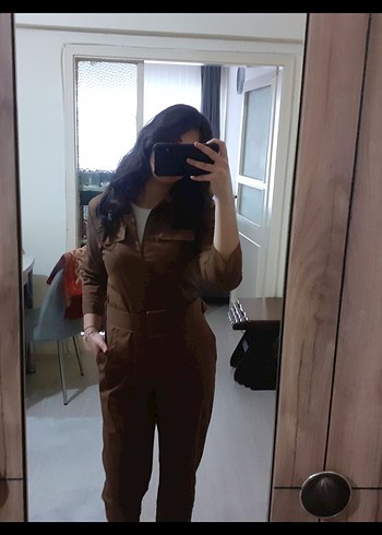 Trendyolmilla Kahverengi Kot Tulum - Görsel 2