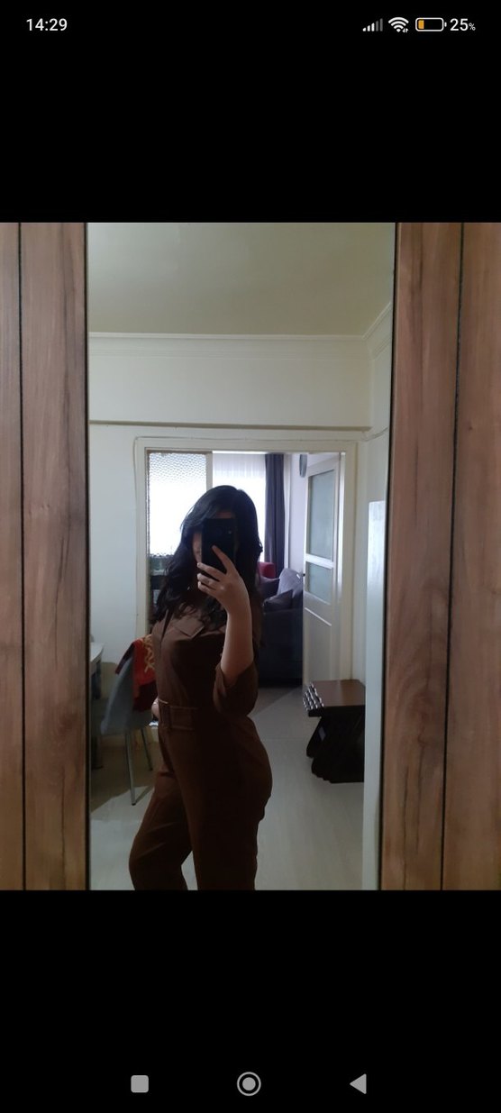 Trendyolmilla Kahverengi Kot Tulum - Görsel 3