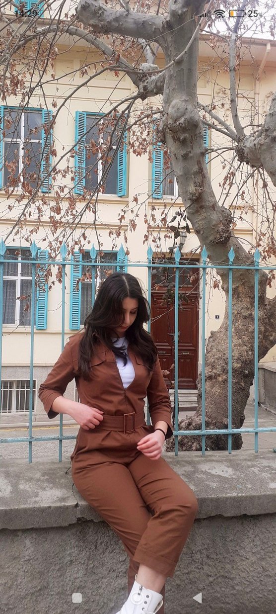 Trendyolmilla Kahverengi Kot Tulum - Görsel 4