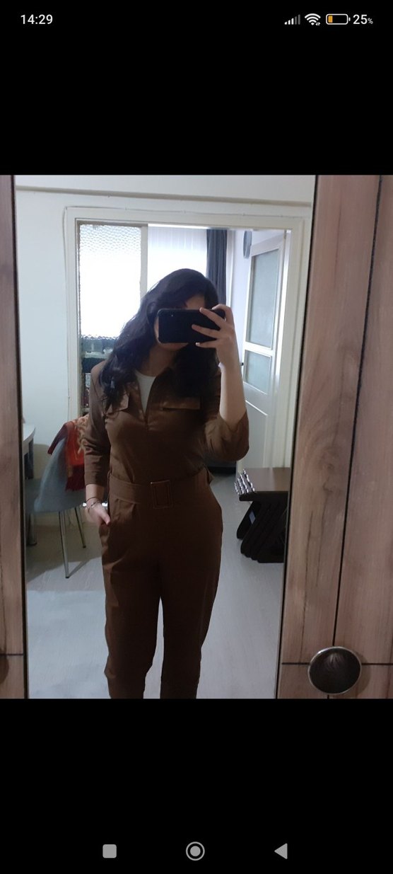 Trendyolmilla Kahverengi Kot Tulum - Görsel 2