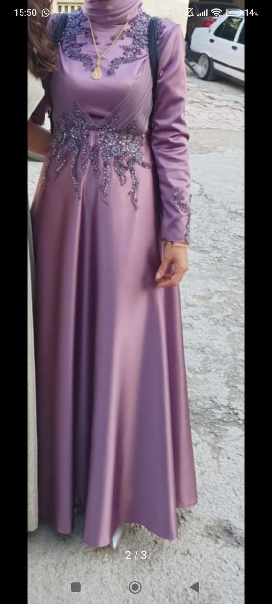 Tesettür Abiye Lila - Görsel 2