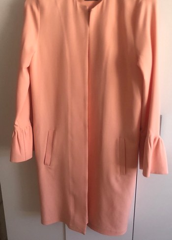 Pembe Uzun Kadın Kaban Düğmeli