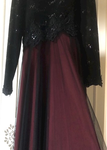Abiye Bordo Uzun Kollu Gotik Abiye Elbise