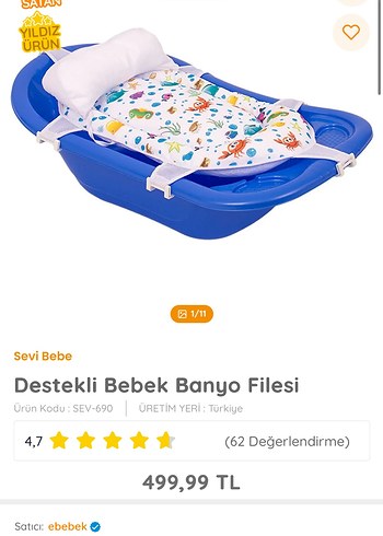 Destekli Mavi Bebek Banyo Filesi