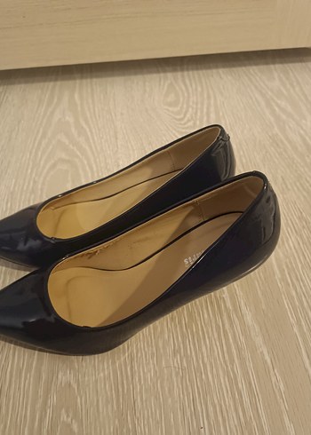 38 Beden Kadın Parlak Stiletto Topuklu Ayakkabı koyu lacivert