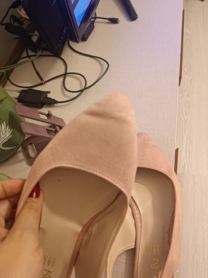 pudra pembesi arkası açık lastikli babet - Görsel 2