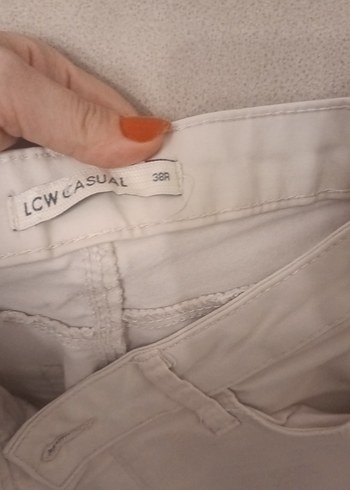 Kadın Beyaz Keten Midi Kumaş Pantolon - Görsel 4