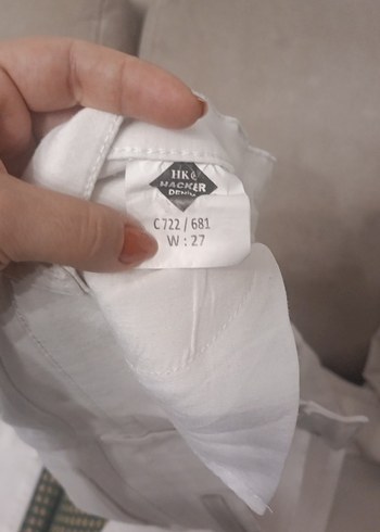 Kadın Beyaz Keten Midi Kumaş Pantolon - Görsel 6