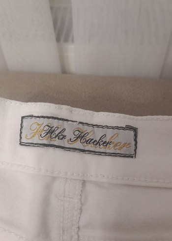 Kadın Beyaz Keten Midi Kumaş Pantolon - Görsel 5