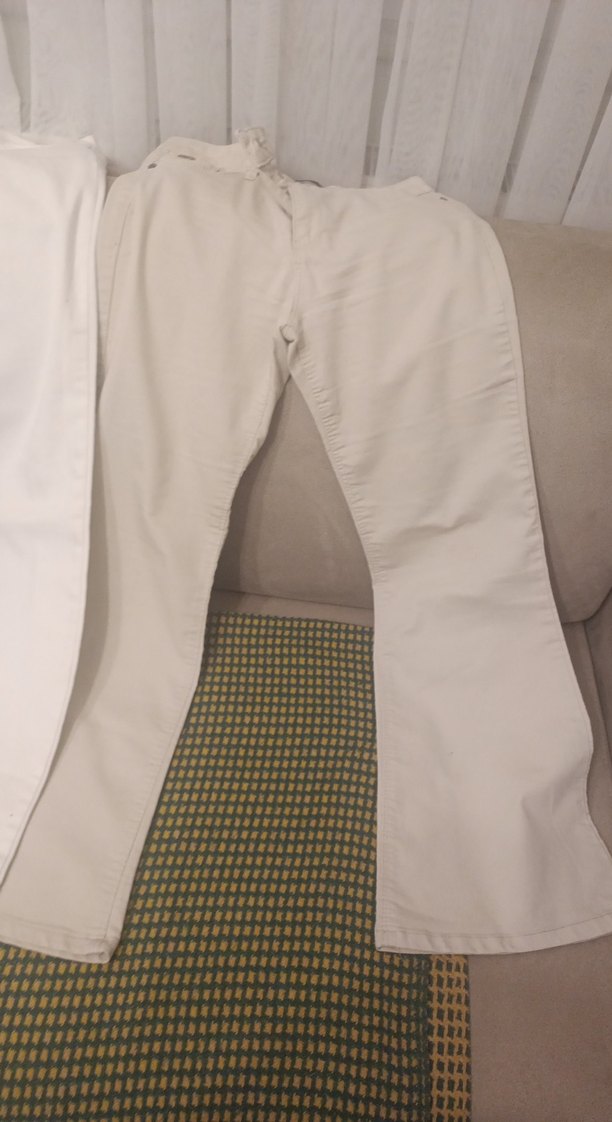 Kadın Beyaz Keten Midi Kumaş Pantolon - Görsel 3