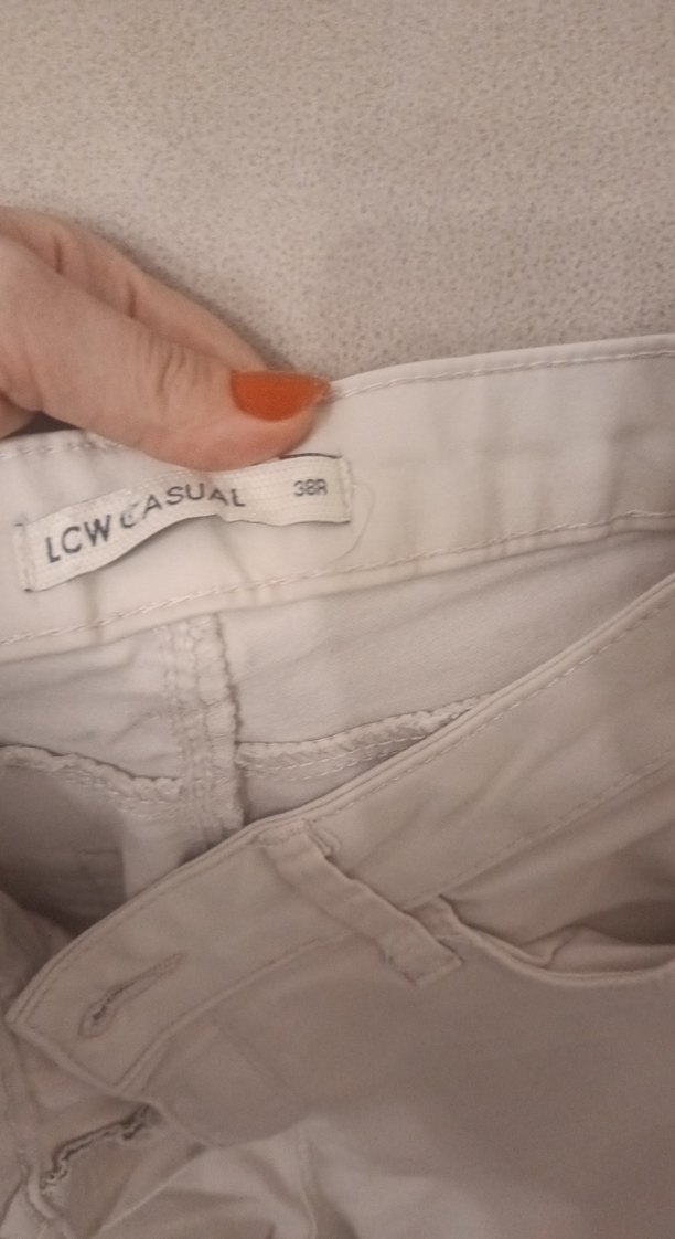 Kadın Beyaz Keten Midi Kumaş Pantolon - Görsel 4