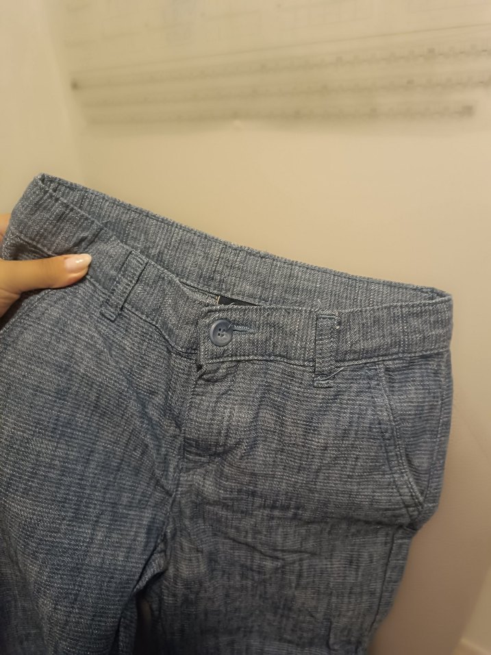 Erkek  çocuk Keten Düğmeli Mavi Yelek  10 11 yaş - Görsel 3