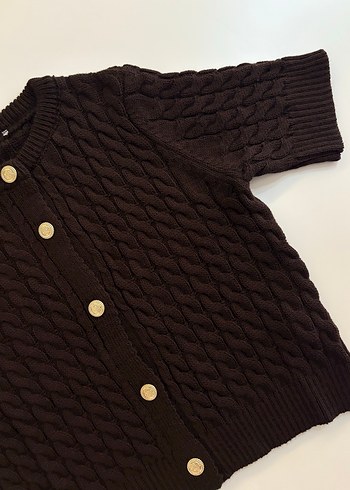 Zara Kahverengi Kısa Kollu Triko Hırka