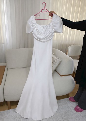 Beyaz Modern Klasik A Kesim Gelinlik,nişanlık - Görsel 2