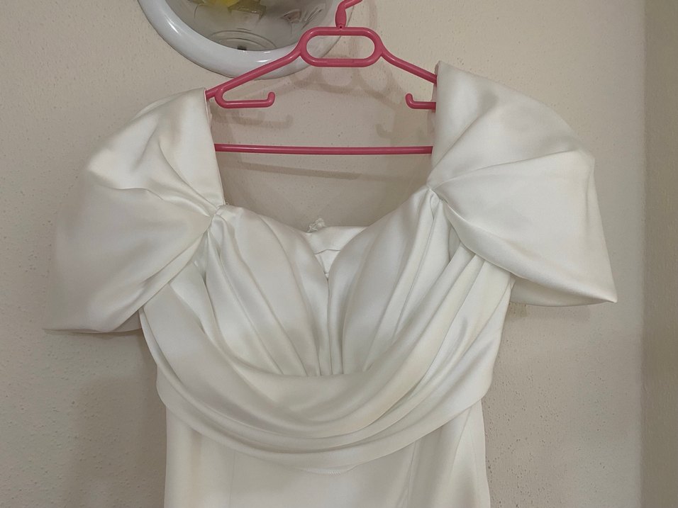 Beyaz Modern Klasik A Kesim Gelinlik,nişanlık - Görsel 3