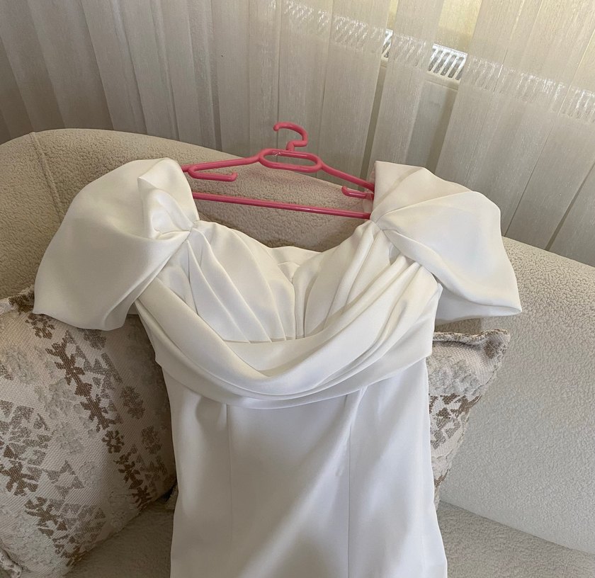 Beyaz Modern Klasik A Kesim Gelinlik,nişanlık - Görsel 4