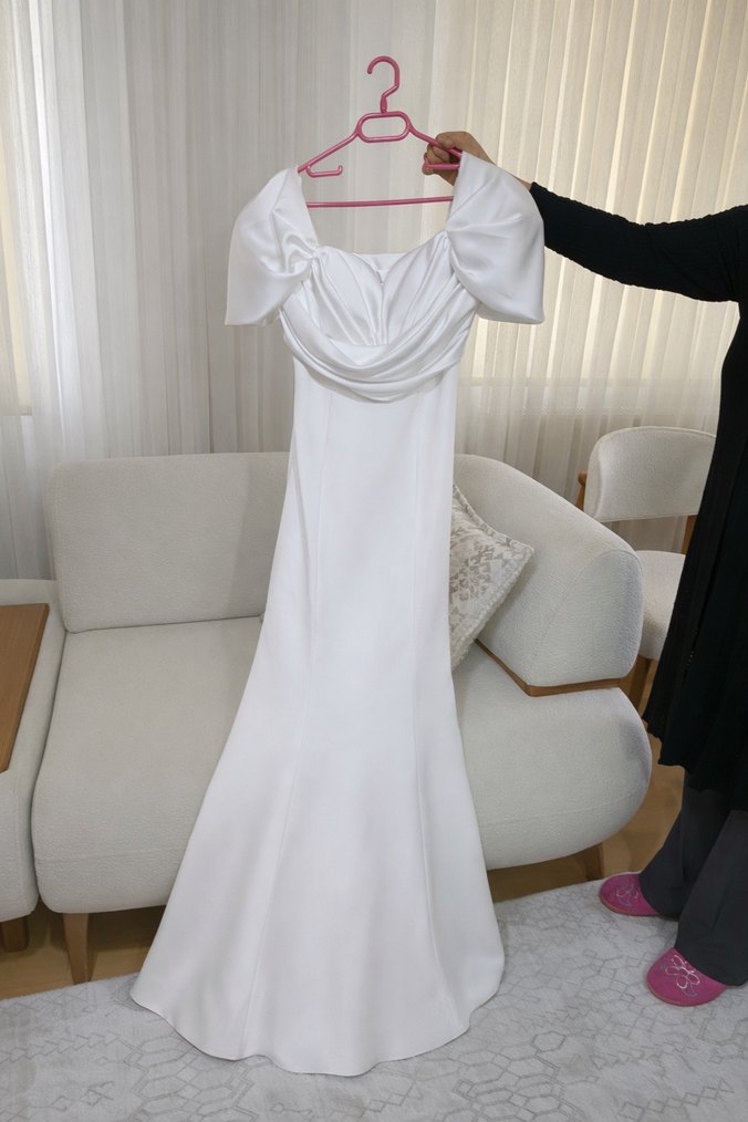 Beyaz Modern Klasik A Kesim Gelinlik,nişanlık - Görsel 2