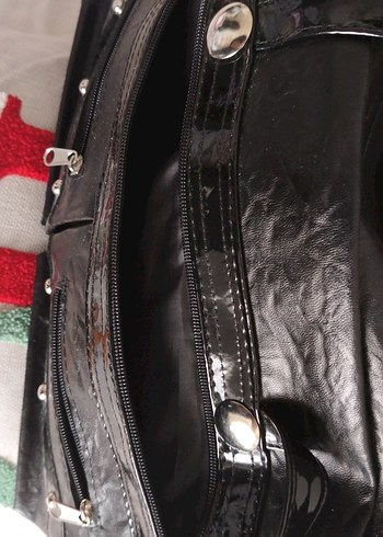 Siyah Deri Fermuarlı Kadın Çantası - Görsel 3