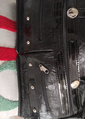 Siyah Deri Fermuarlı Kadın Çantası - Görsel 2