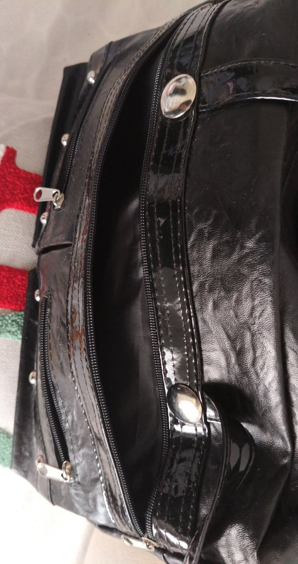 Siyah Deri Fermuarlı Kadın Çantası - Görsel 3