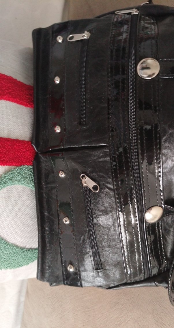 Siyah Deri Fermuarlı Kadın Çantası - Görsel 2
