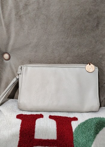 Gri Süet Fermuarlı Kadın Portföy Cüzdan/El Çantası - Görsel 3