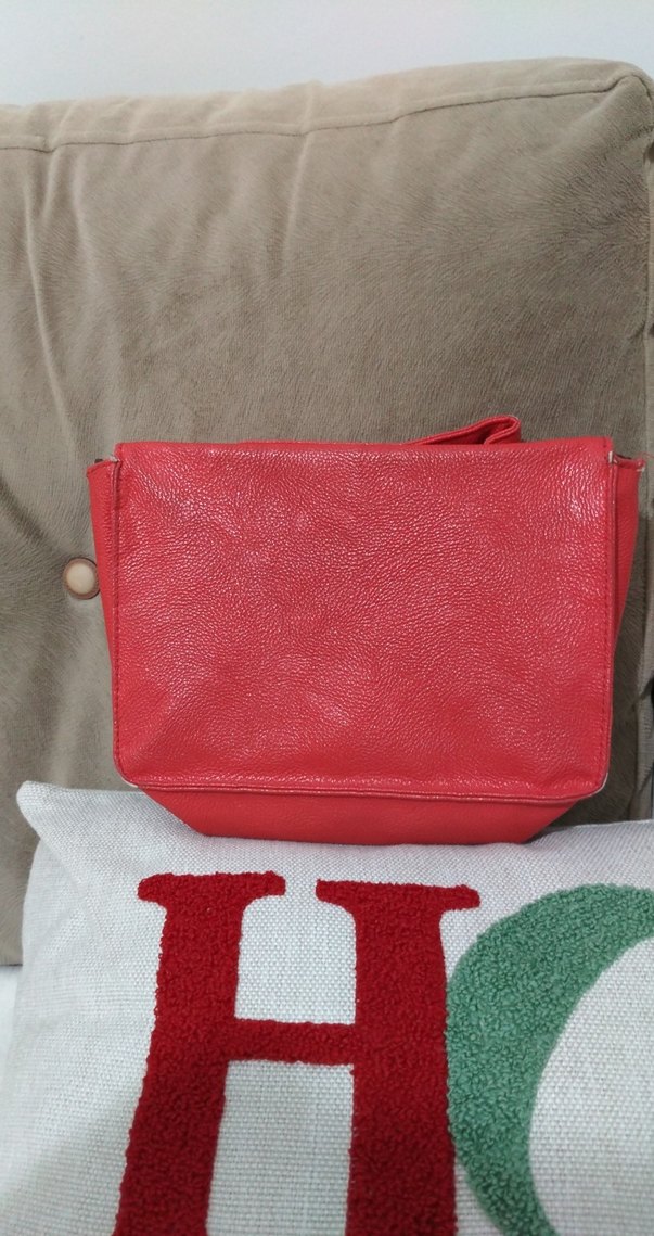 Kırmızı Deri Kadın Çanta Tokalı - Görsel 2