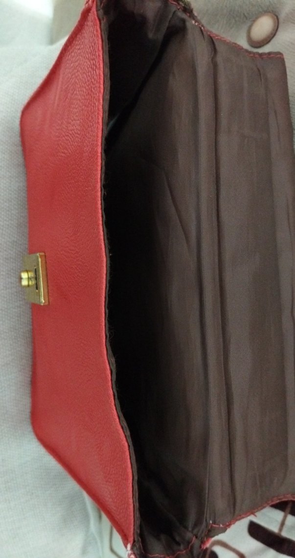 Kırmızı Deri Kadın Çanta Tokalı - Görsel 5