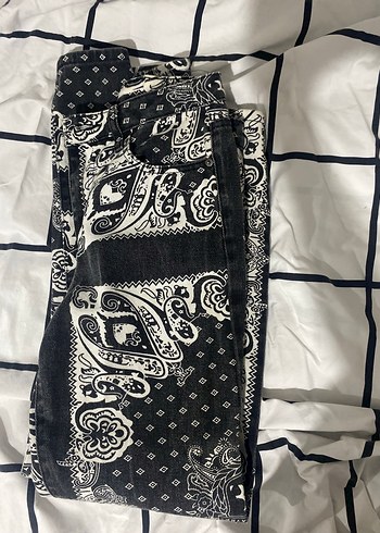 Sheinside Bohem Desenli Siyah Kadın Kumaş Pantolon