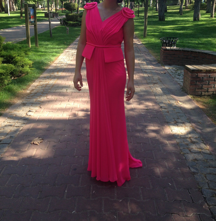 Neon Pembe Abiye Elbise