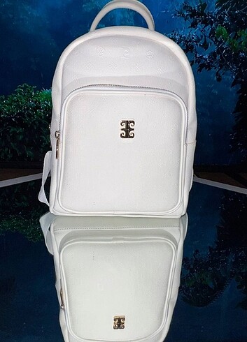 Pierre Cardin print beyaz sırt çantası