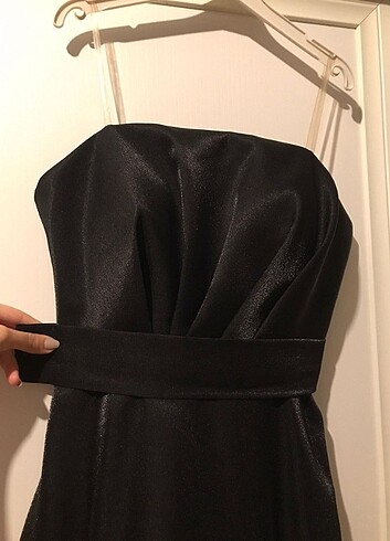 Zara Siyah midi şeffaf askılı elbise