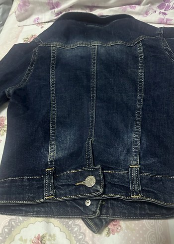 Kadın Koyu Mavi Düğmeli Denim Ceket - Görsel 2