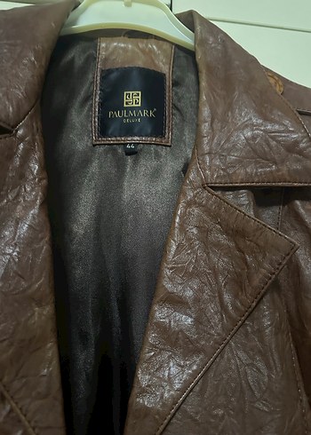 Düğmeli Kahverengi Deri Kadın Ceket - Görsel 2