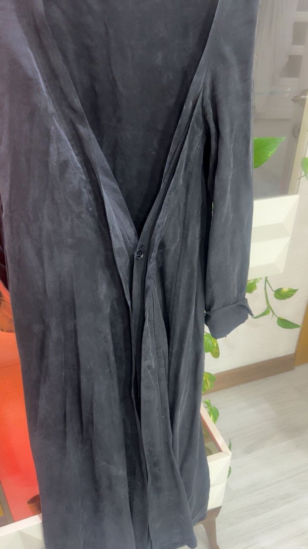 Siyah Uzun Kollu Salaş Siyah Elbise - Görsel 4