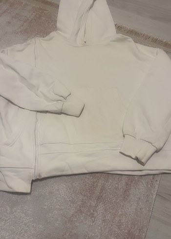 Kadın Beyaz Fermuarlı Sweatshirt - Görsel 2