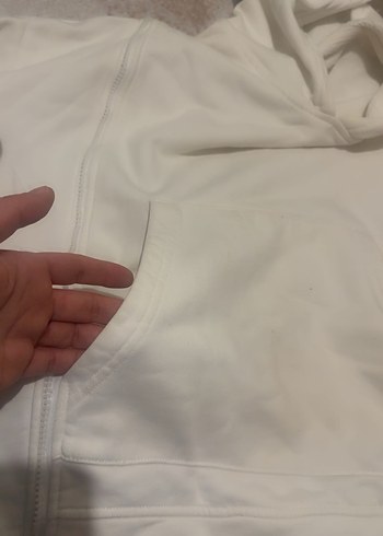 Kadın Beyaz Fermuarlı Sweatshirt - Görsel 4