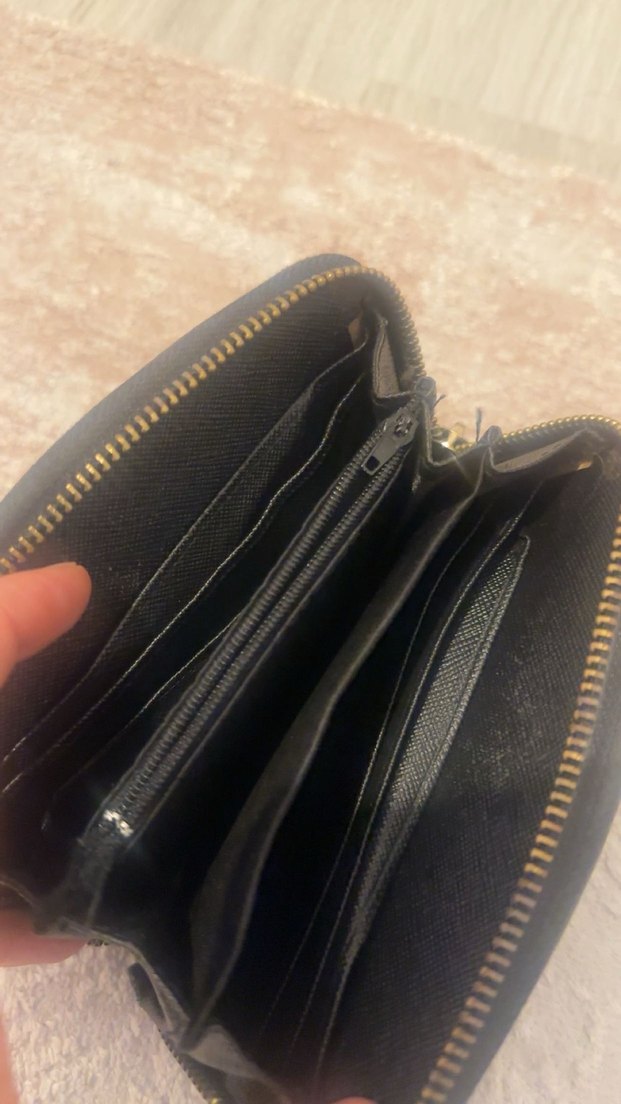 Parlak Siyah Deri Yılan Desenli Fermuarlı Cüzdan - Görsel 2