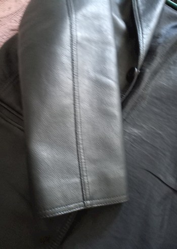 Düğmeli Siyah erkek Deri Ceket - Görsel 4