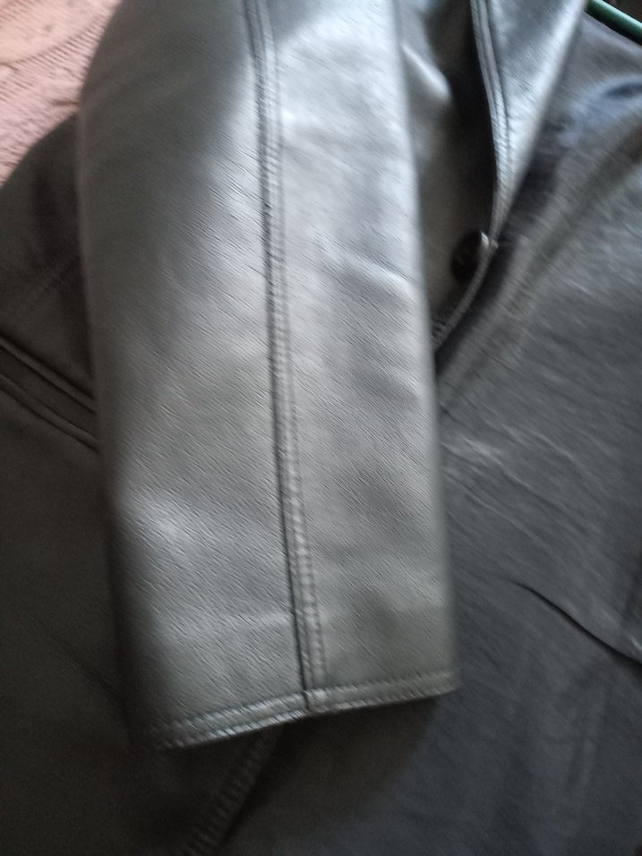 Düğmeli Siyah erkek Deri Ceket - Görsel 4