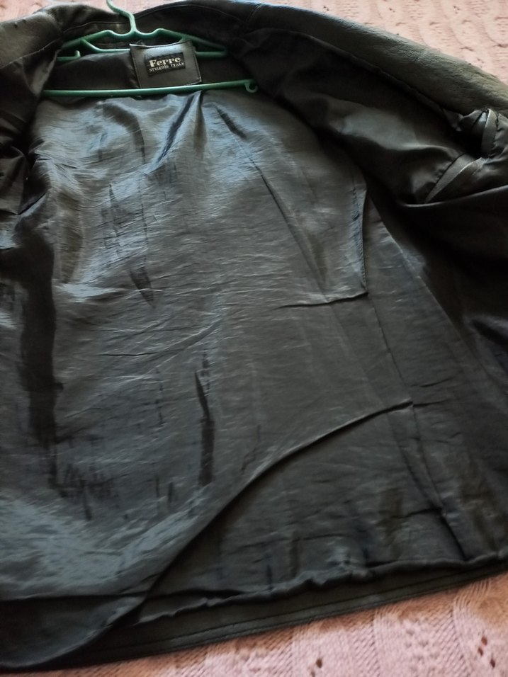 Düğmeli Siyah erkek Deri Ceket - Görsel 3