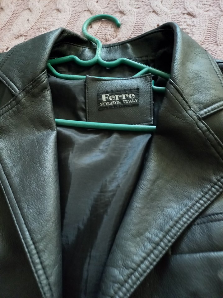 Düğmeli Siyah erkek Deri Ceket - Görsel 2