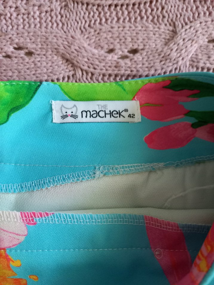 Bohem Çiçek Desenli Turkuaz Mini Etek - Görsel 2