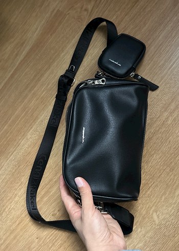 Siyah Deri Fermuarlı Kadın Çapraz Çanta - Görsel 7