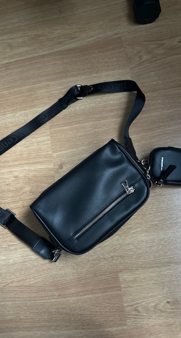 Siyah Deri Fermuarlı Kadın Çapraz Çanta - Görsel 5