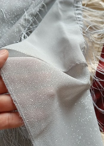 açık Gri  simli Şal - Görsel 4