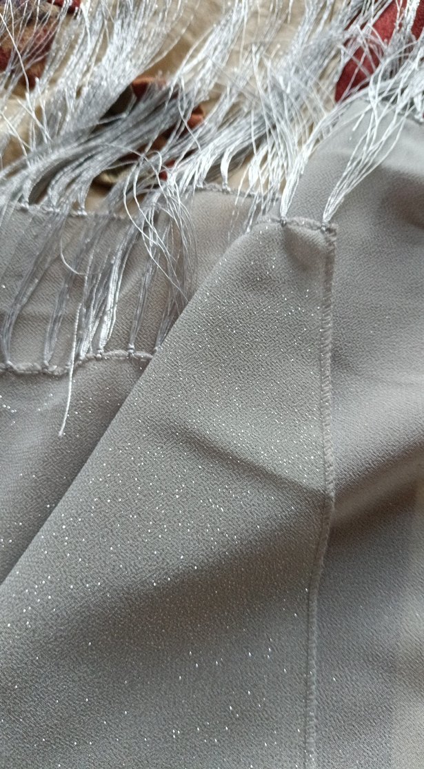 açık Gri  simli Şal - Görsel 3