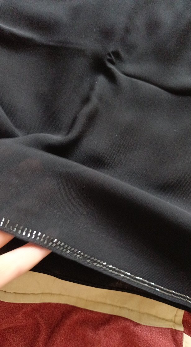 şal  siyah ucu taşlı - Görsel 3