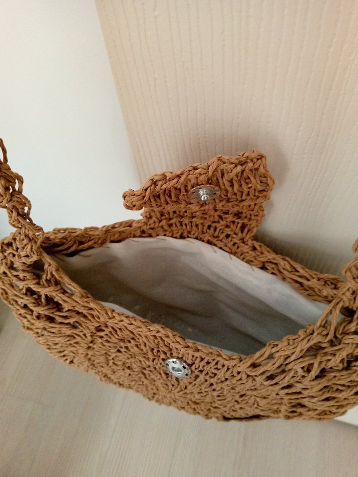 Bej Örgü Bohem Kadın Çapraz Çanta - Görsel 4